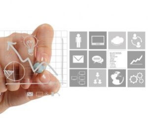 businesswoman hand working with new modern computer and business